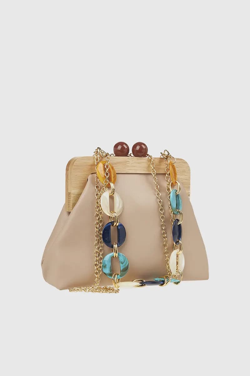 VERDE FASHION | Pochette in ecopelle manico in legno - 6