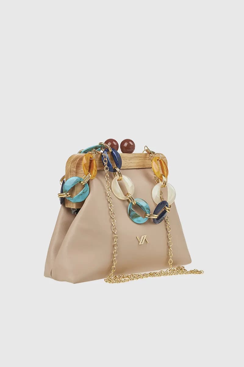 VERDE FASHION | Pochette in ecopelle manico in legno - 7