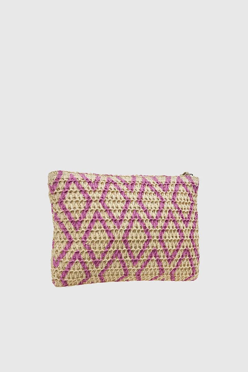 VERDE FASHION | Pochette mare in rafia motivo rombi - 2