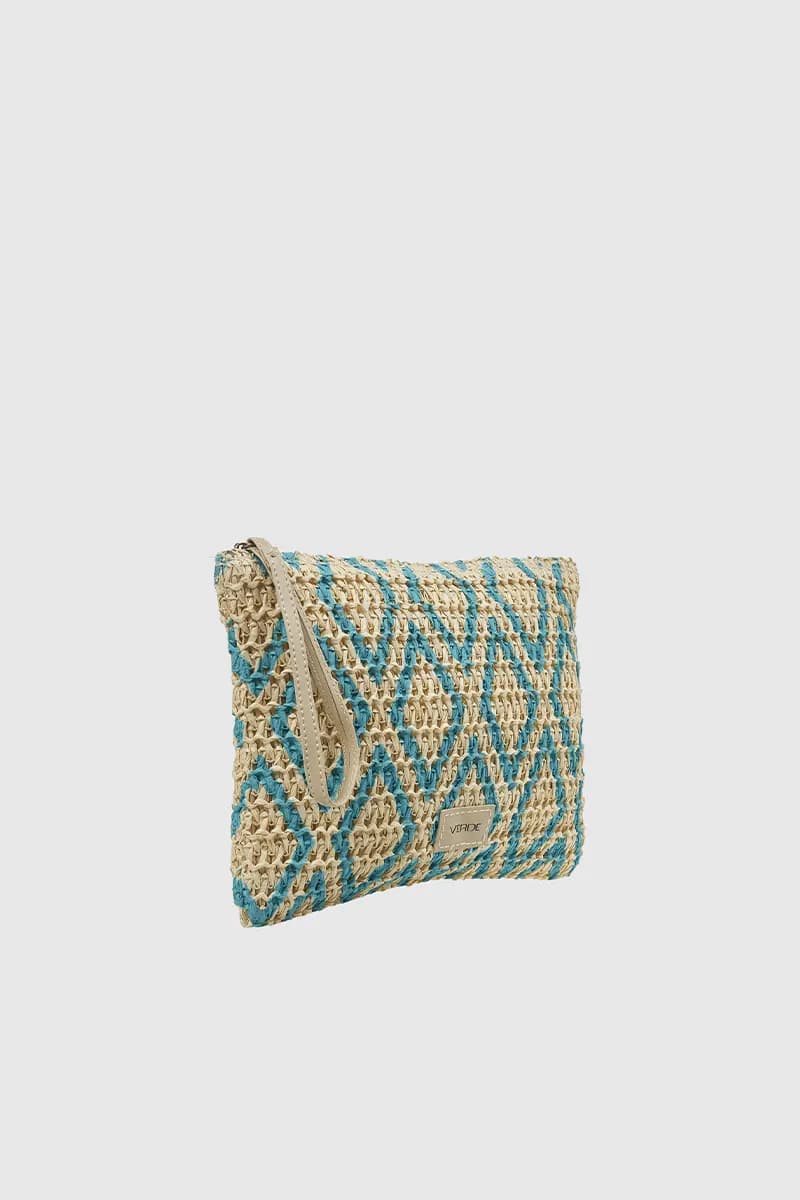 VERDE FASHION | Pochette mare in rafia motivo rombi - 11