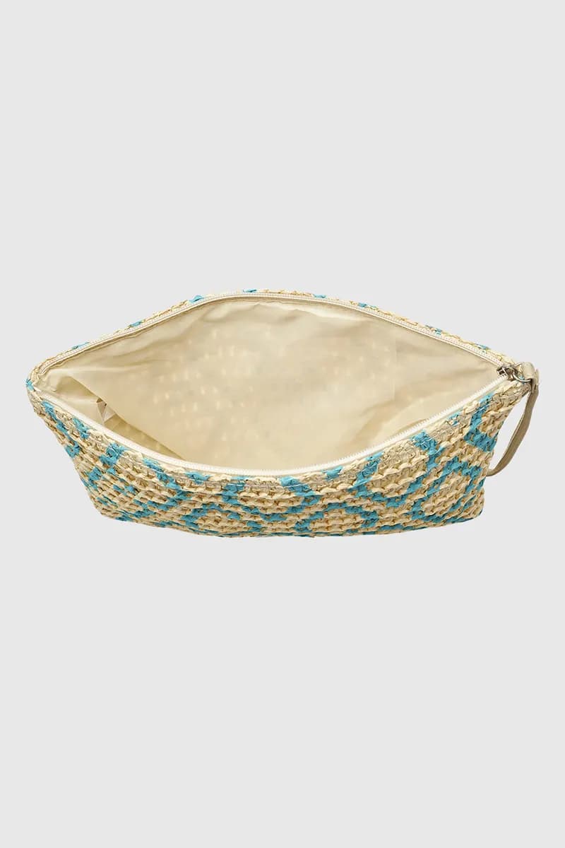 VERDE FASHION | Pochette mare in rafia motivo rombi - 12