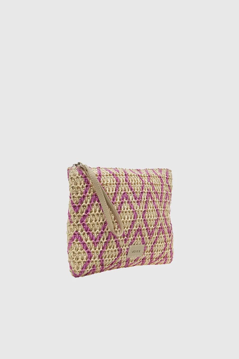 VERDE FASHION | Pochette mare in rafia motivo rombi - 3