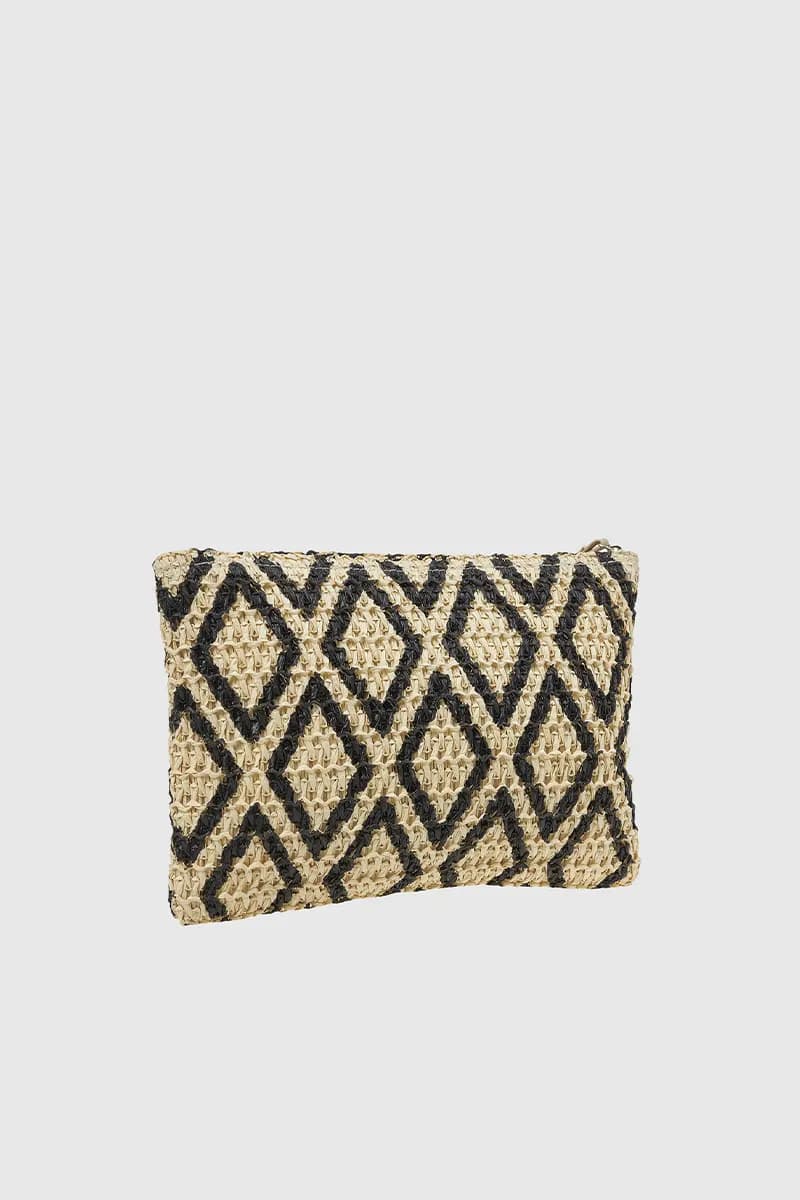 VERDE FASHION | Pochette mare in rafia motivo rombi - 6