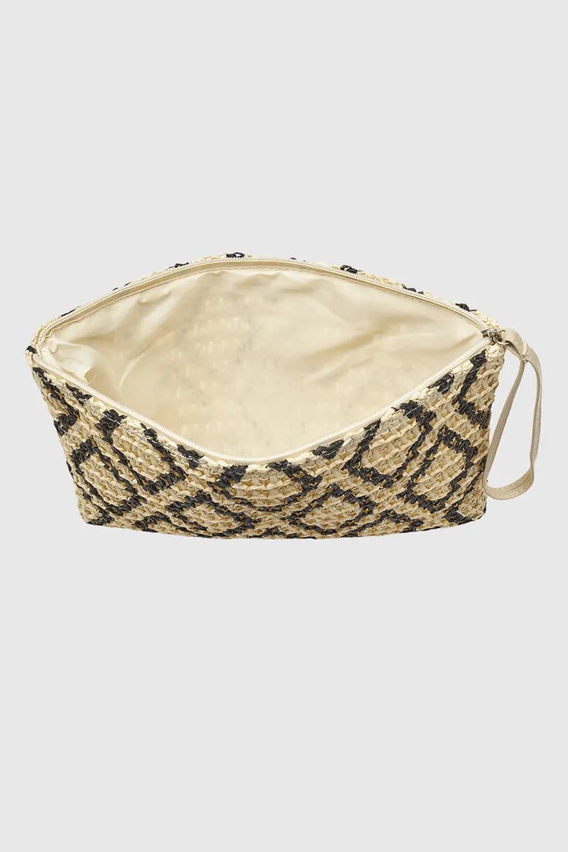 VERDE FASHION | Pochette mare in rafia motivo rombi - 8