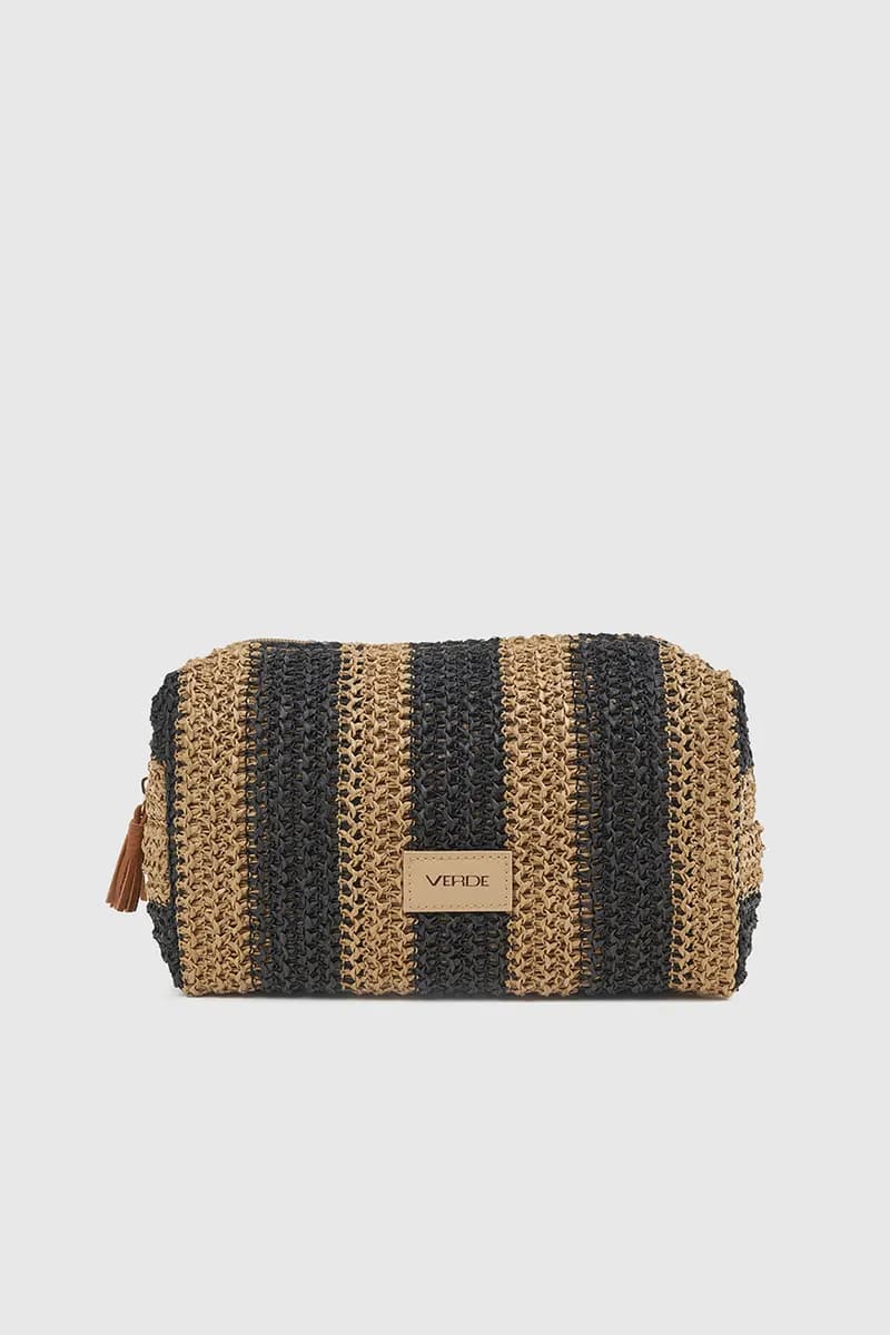 VERDE FASHION | Pochette mare in rafia a righe - 1