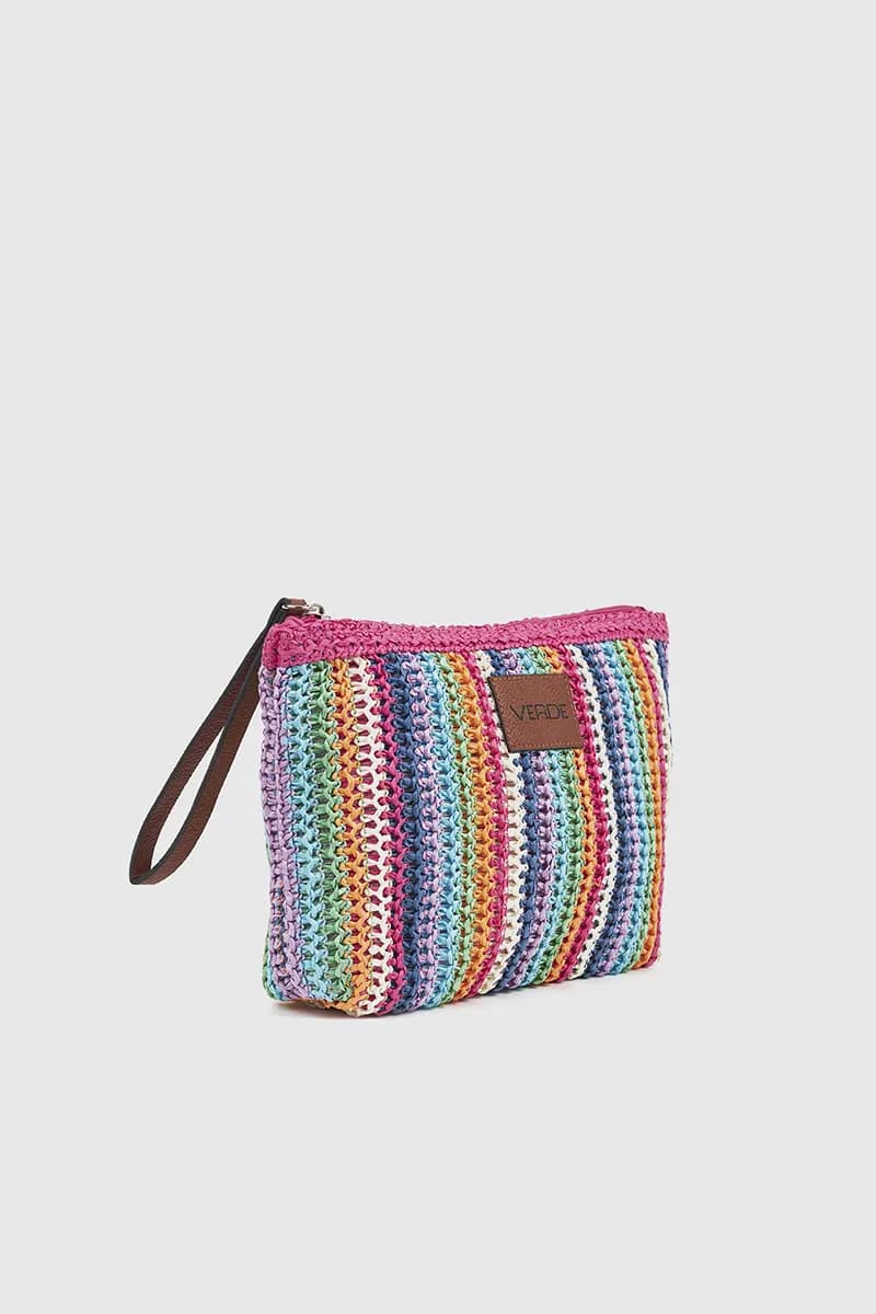 VERDE FASHION | Pochette mare in rafia a righe - 3