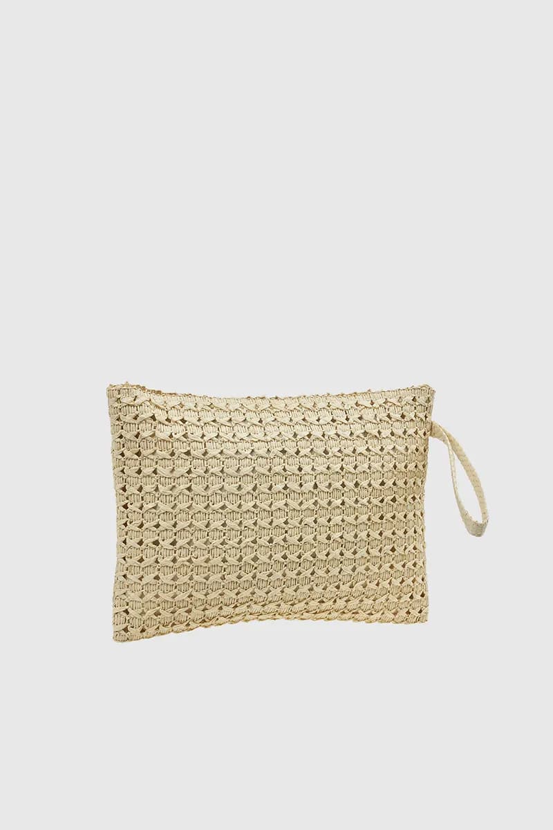 VERDE FASHION | Pochette mare in rafia ricamo pesce - 2