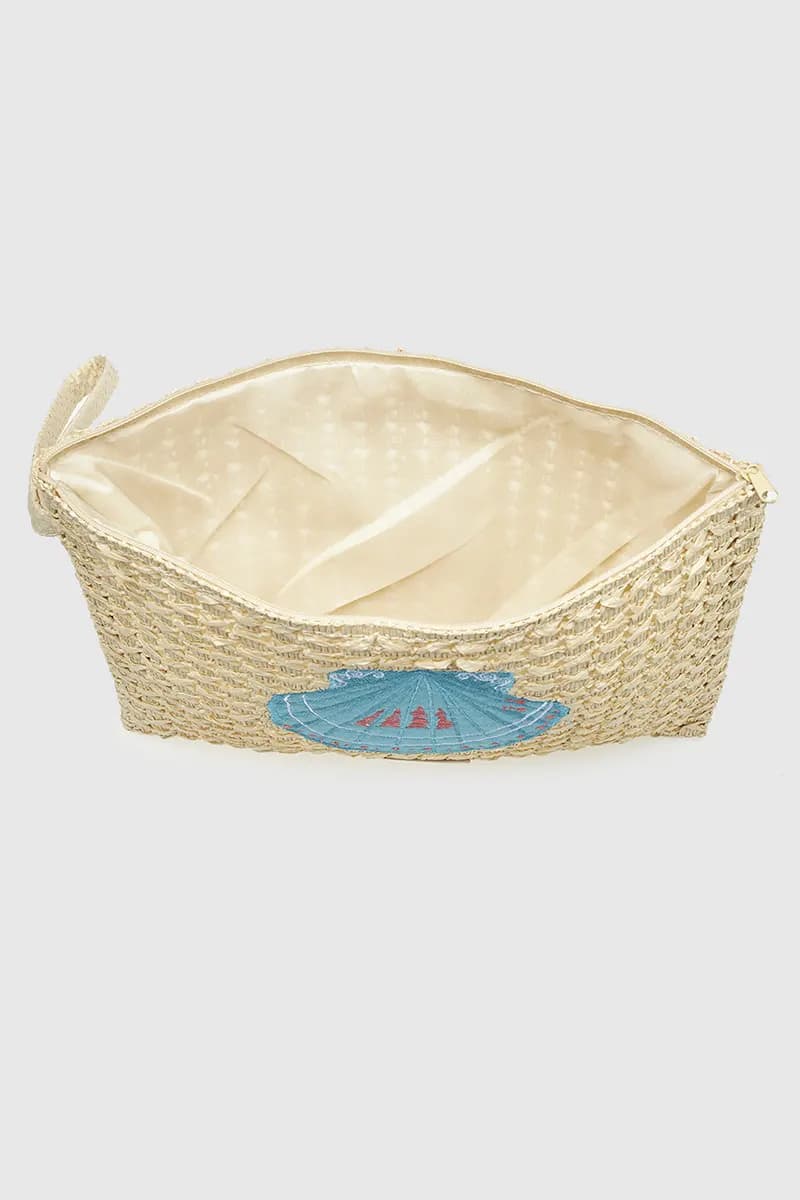 VERDE FASHION | Pochette mare in rafia ricamo conchiglia - 3