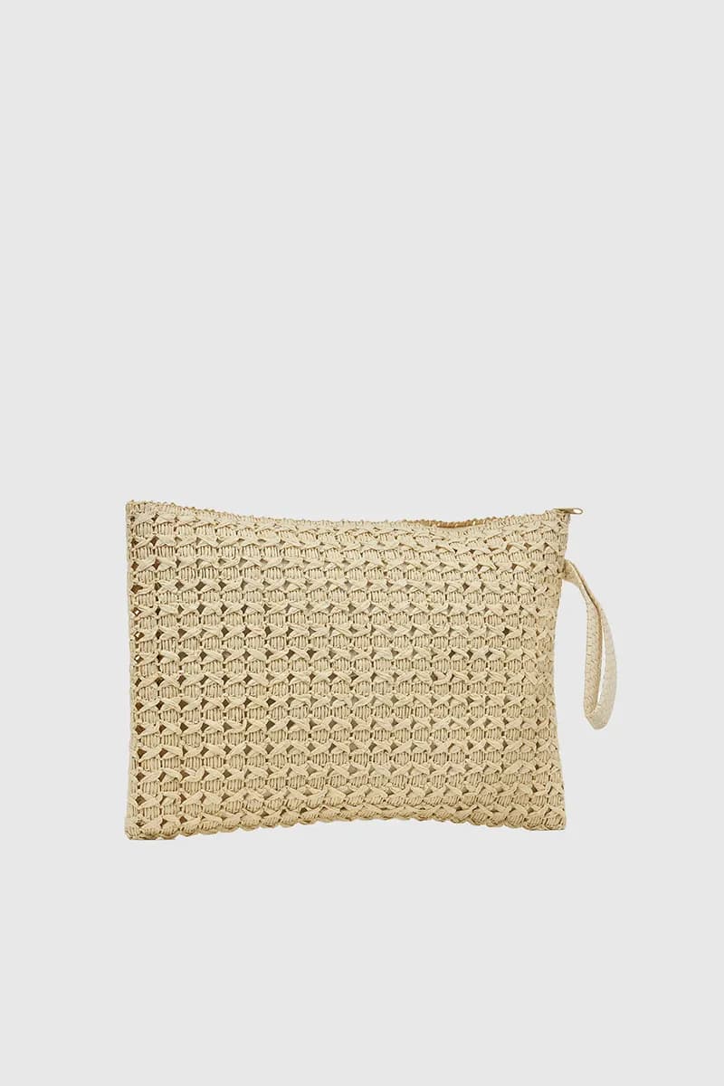 VERDE FASHION | Pochette mare in rafia ricamo granchio - 2