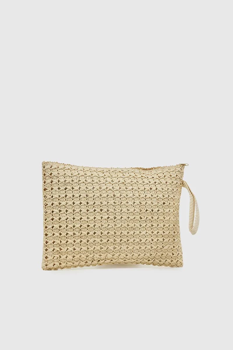 VERDE FASHION | Pochette mare in rafia ricamo tartaruga - 2