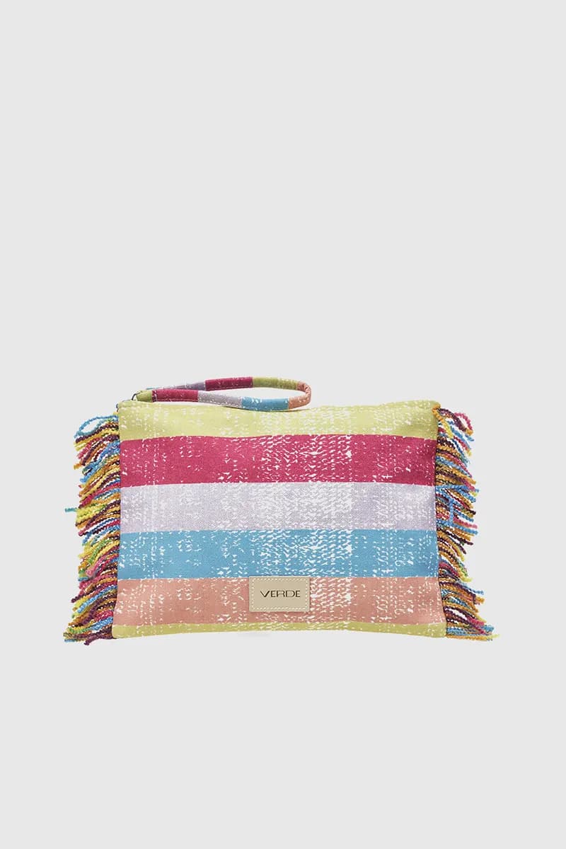 VERDE FASHION | Pochette mare in tessuto a righe - 5