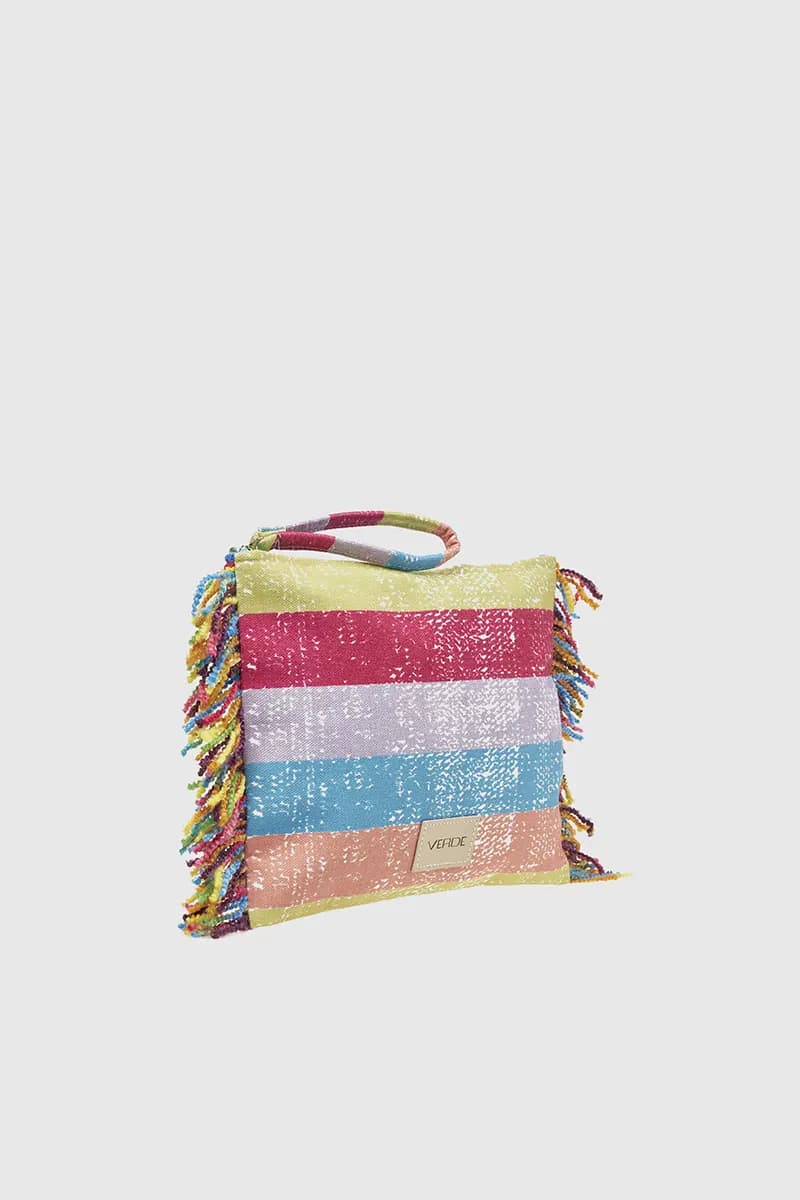 VERDE FASHION | Pochette mare in tessuto a righe - 3