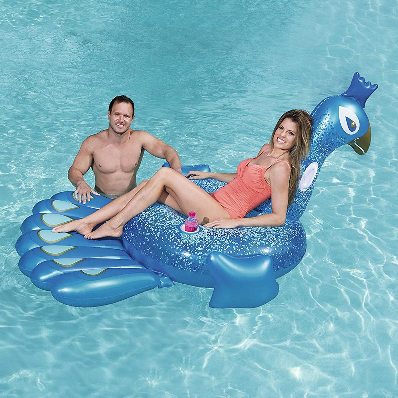 Gonfiabile cavalcabile Pavone grande da mare e piscina 198 x 164 cm - 6