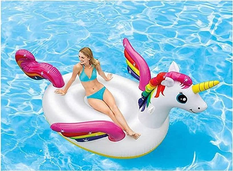 Isola galleggiante, Cavalcabile modello Unicorno gonfiabile per mare e piscina con maniglie - 6