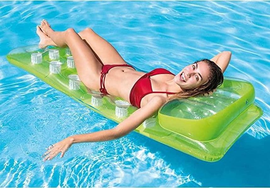 Materassino galleggiante con cuscino 190 Cm, per mare e piscina, colori misti - 3