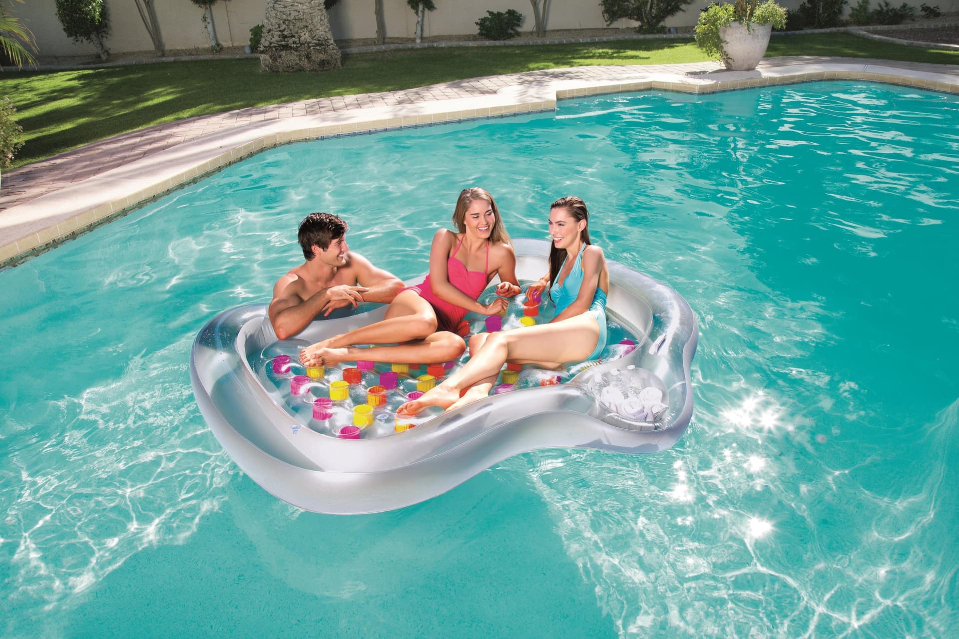 Materassino gonfiabile matrimoniale da mare e piscina con porta ghiaccio 215x178 cm - 3