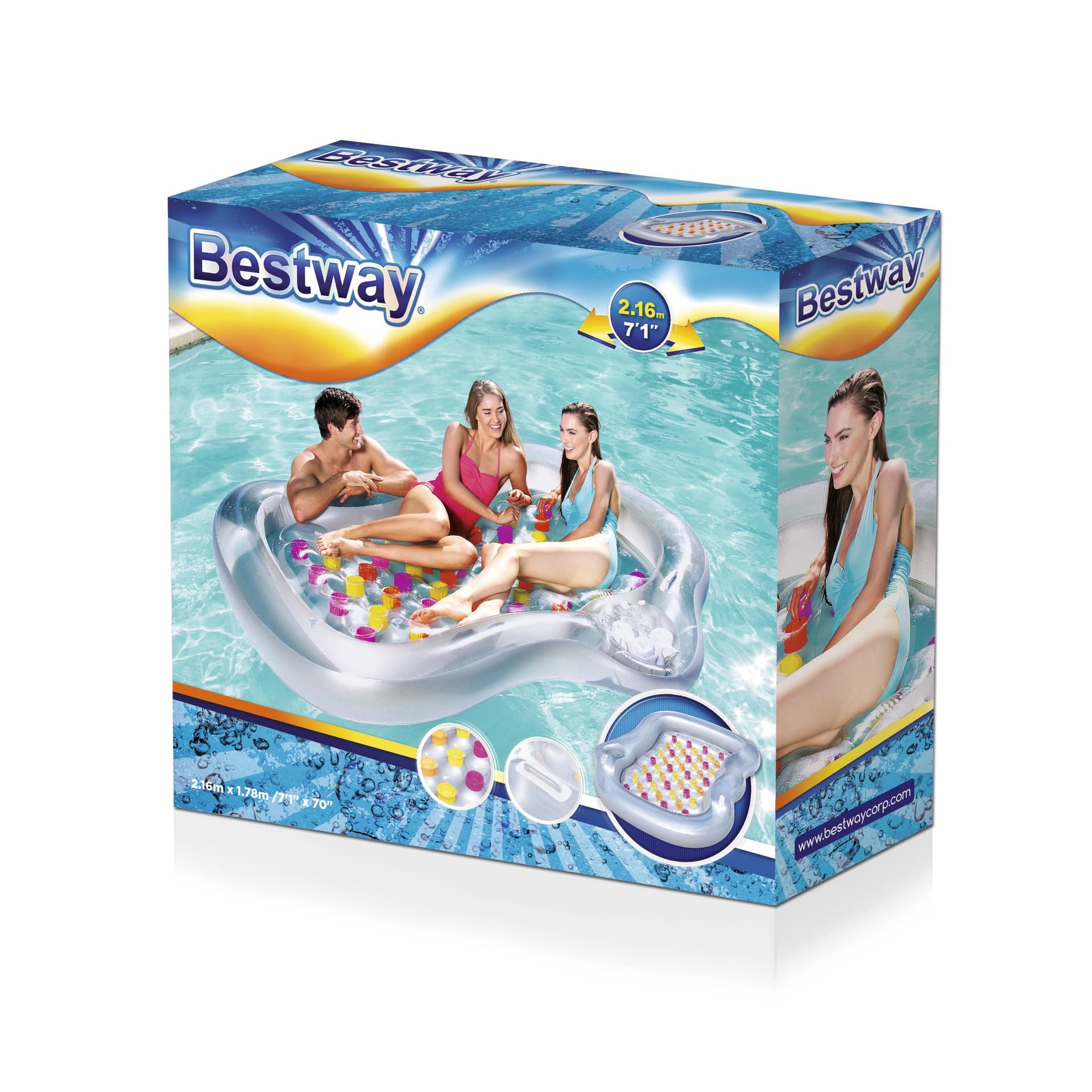 Materassino gonfiabile matrimoniale da mare e piscina con porta ghiaccio 215x178 cm - 4