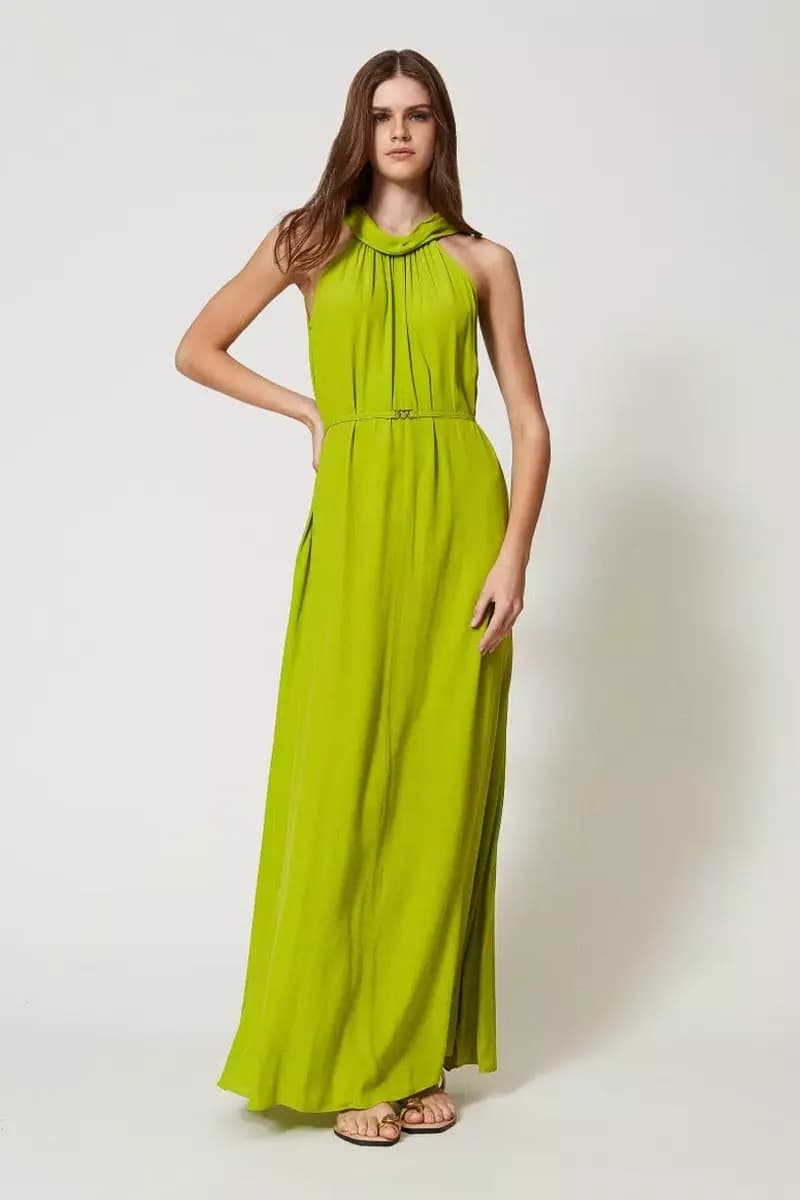 TWINSET | Abito lungo halter con cintura - 3