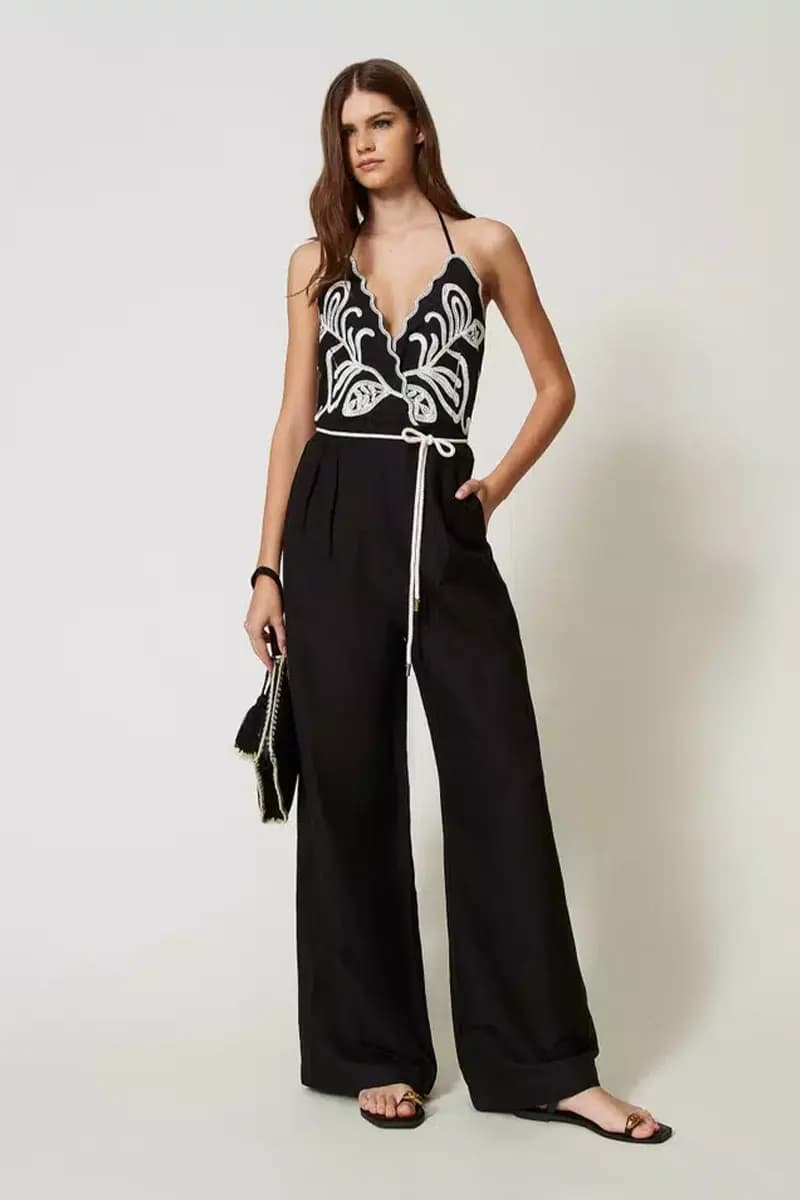 TWINSET | Tuta in misto lino con ricami - 5