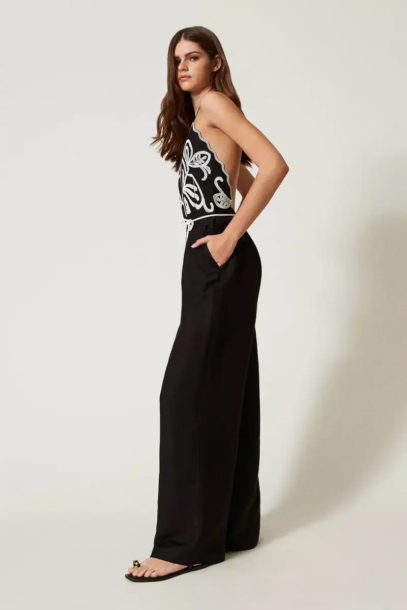 TWINSET | Tuta in misto lino con ricami - 2