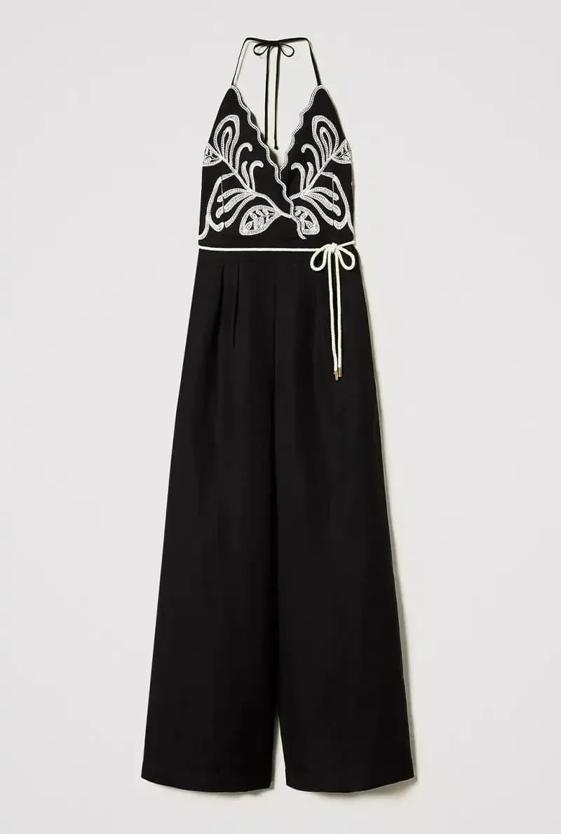 TWINSET | Tuta in misto lino con ricami - 4