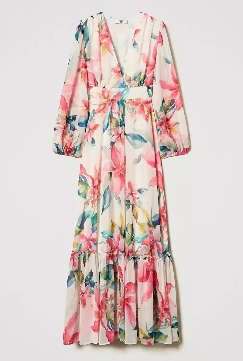 TWINSET | Abito lungo in georgette con stampa a fiori - 5