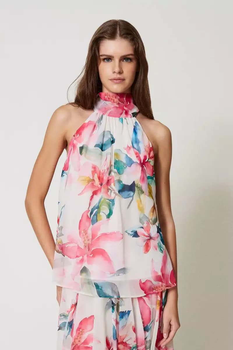 TWINSET | Top in georgette con stampa a fiori - 1