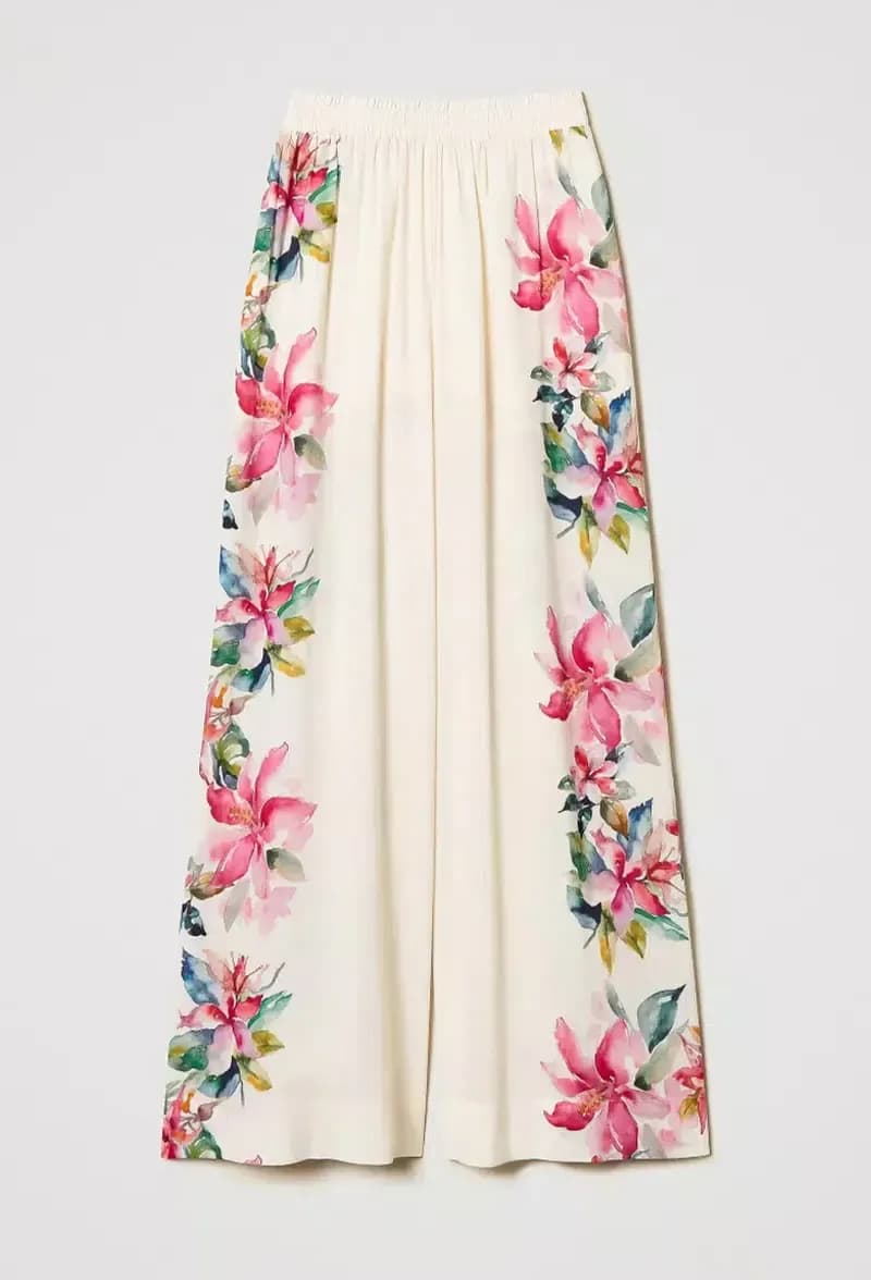 TWINSET | Pantaloni in misto lino con stampa a fiori - 5
