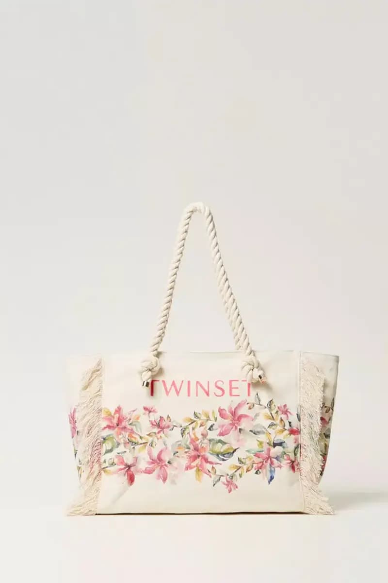 TWINSET | Borsa shopper in canvas stampato - 12