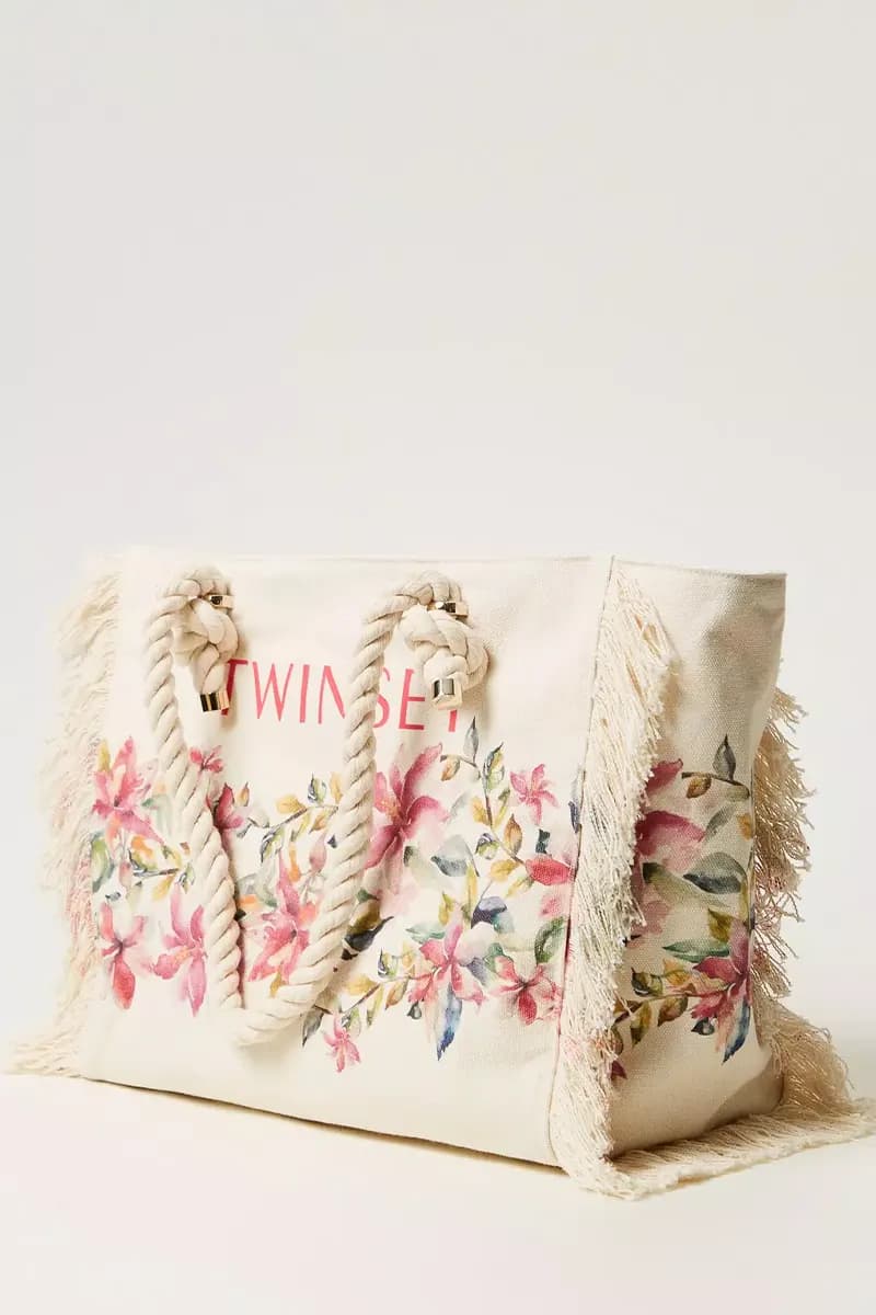 TWINSET | Borsa shopper in canvas stampato - 3