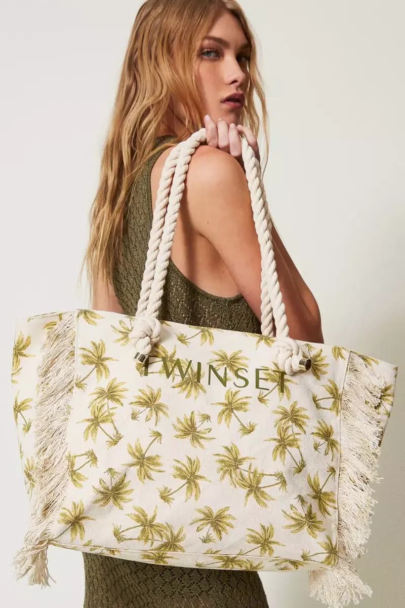 TWINSET | Borsa shopper in canvas stampato - 6