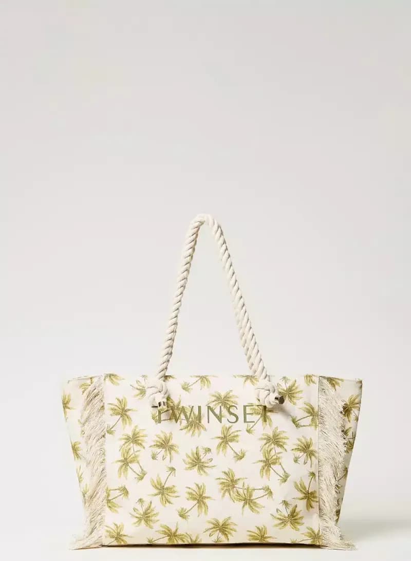 TWINSET | Borsa shopper in canvas stampato - 7