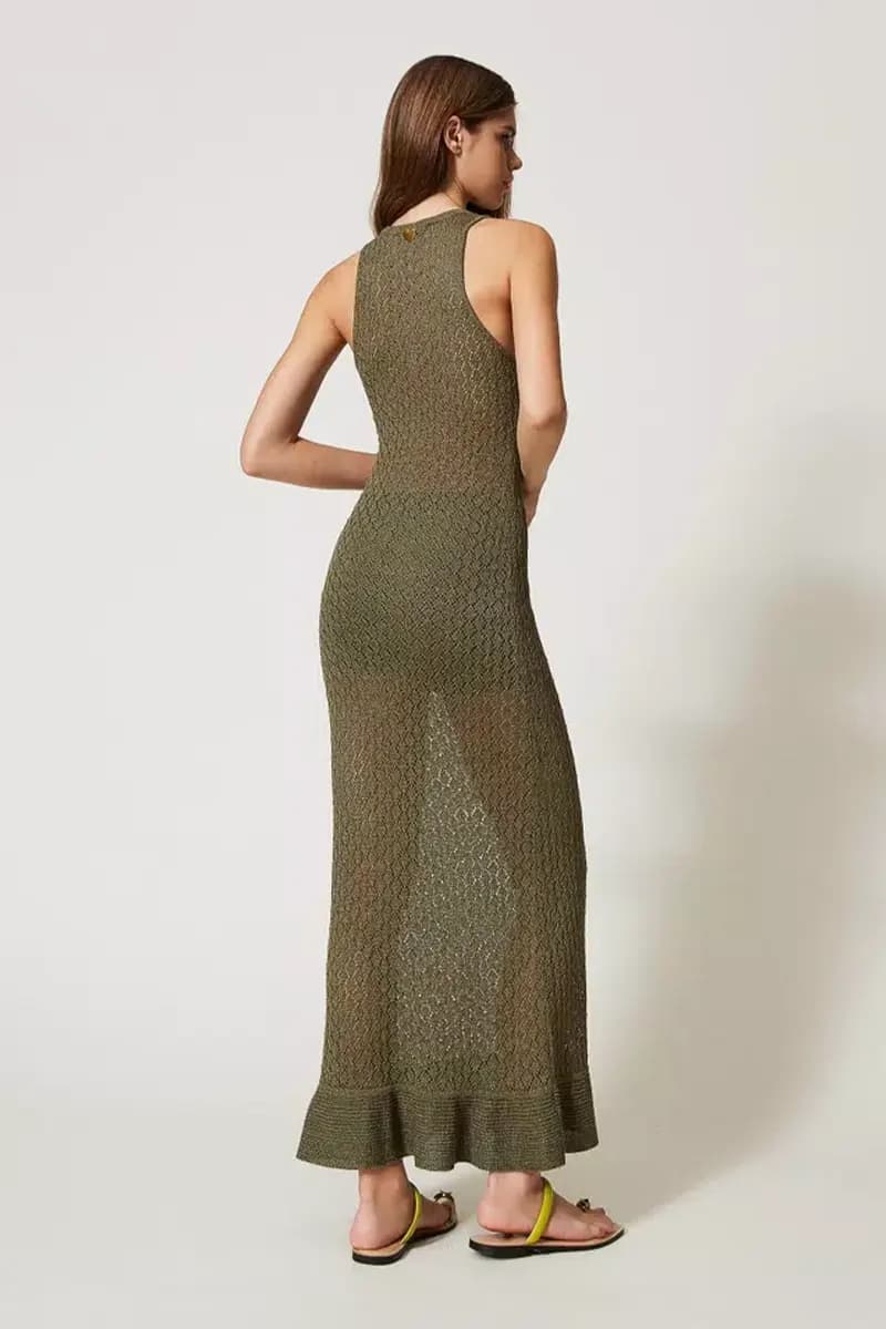 TWINSET | Abito lungo a rete in maglia lurex - 2