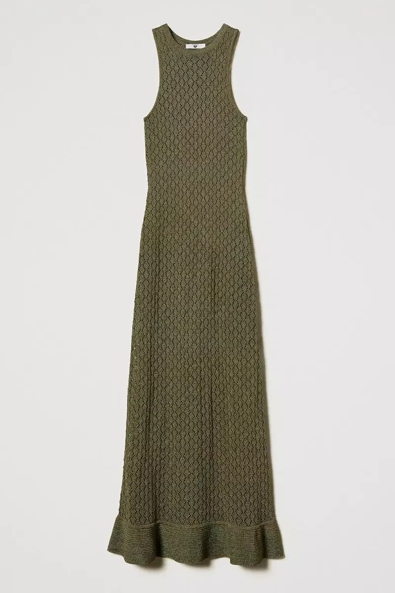 TWINSET | Abito lungo a rete in maglia lurex - 5
