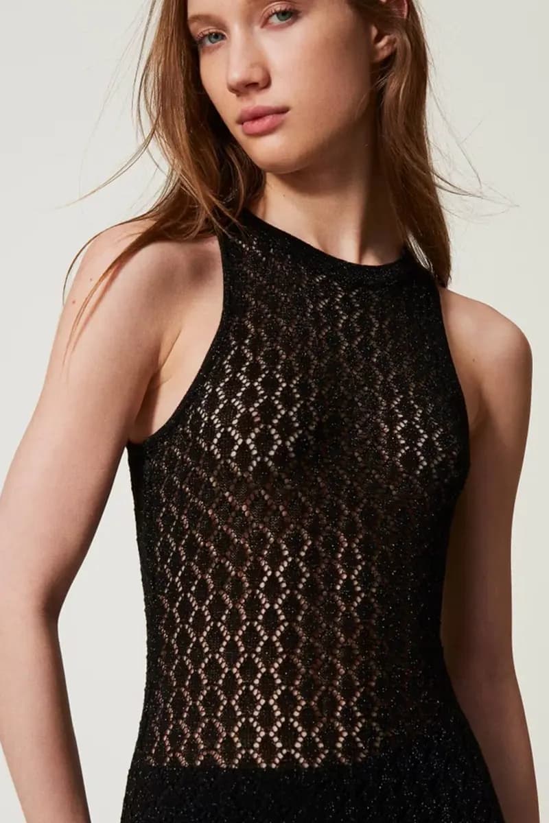 TWINSET | Abito lungo a rete in maglia lurex - 9