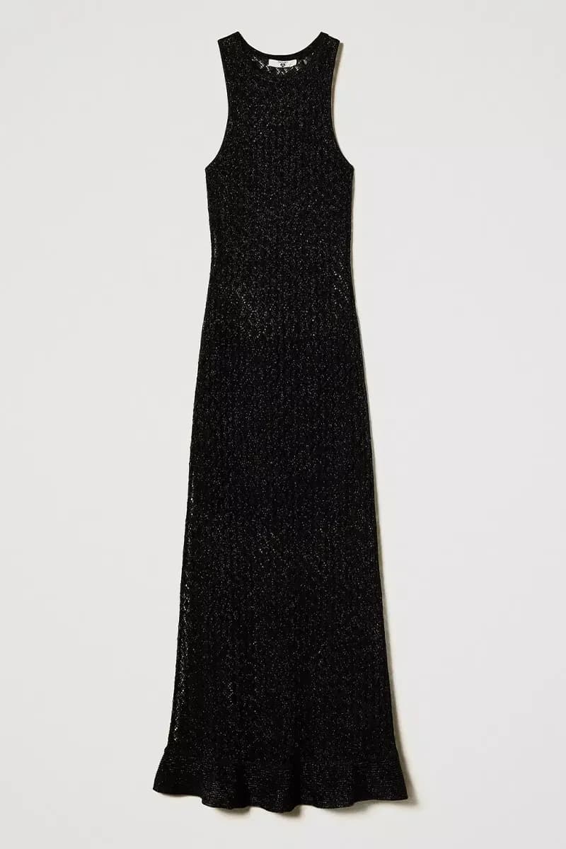TWINSET | Abito lungo a rete in maglia lurex - 10