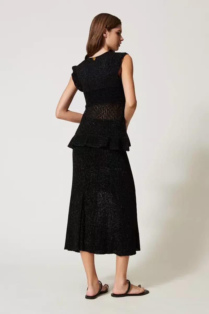 TWINSET | Gonna longuette in maglia lurex - 2
