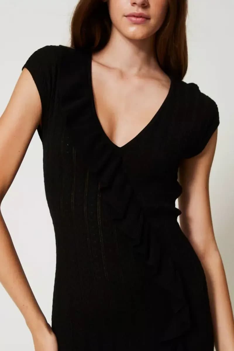 TWINSET | Abito longuette in maglia con volant - 4