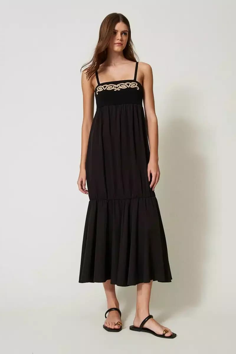 TWINSET | Abito lungo in maglia con ricamo - 6