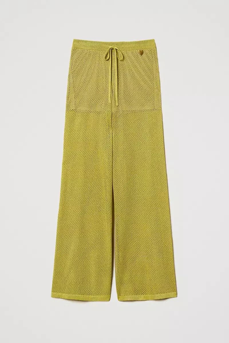 TWINSET | Pantaloni wide leg in maglia a rete - 5