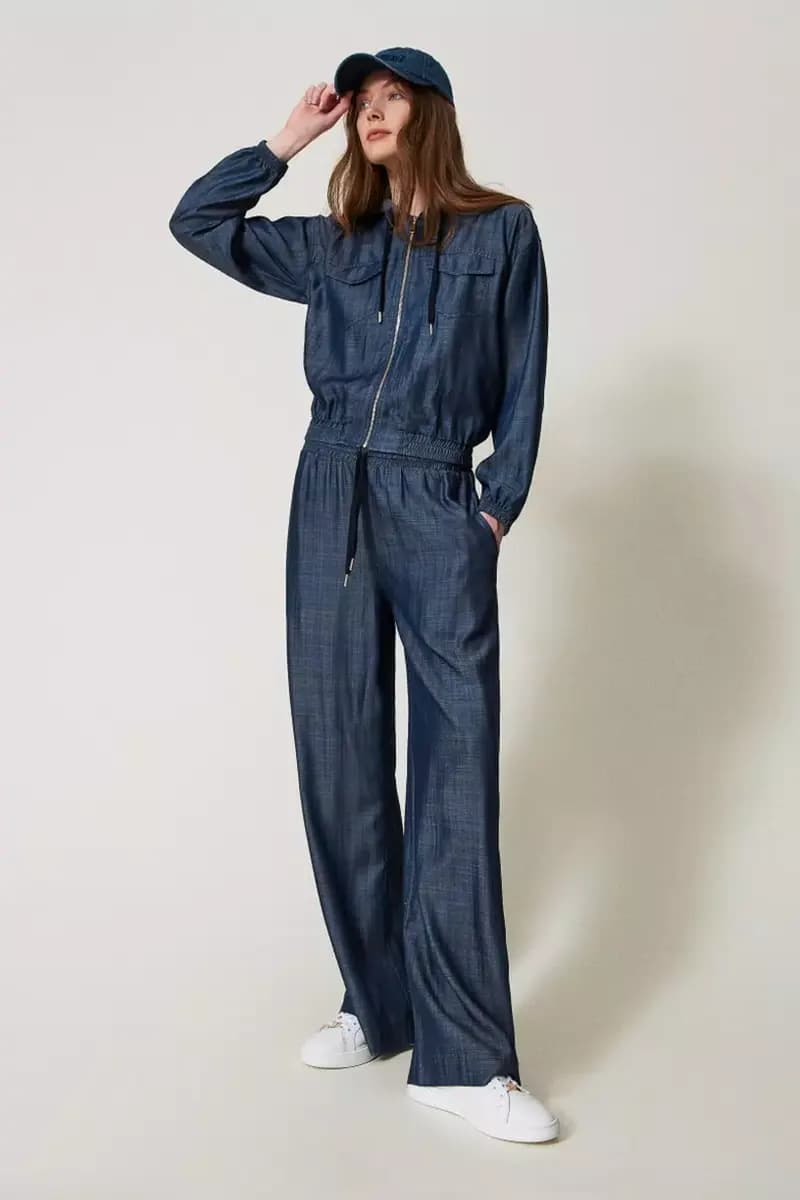 TWINSET | Pantaloni a palazzo in chambray - 6