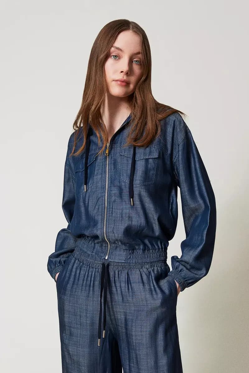 TWINSET | Felpa in chambray con zip - 4
