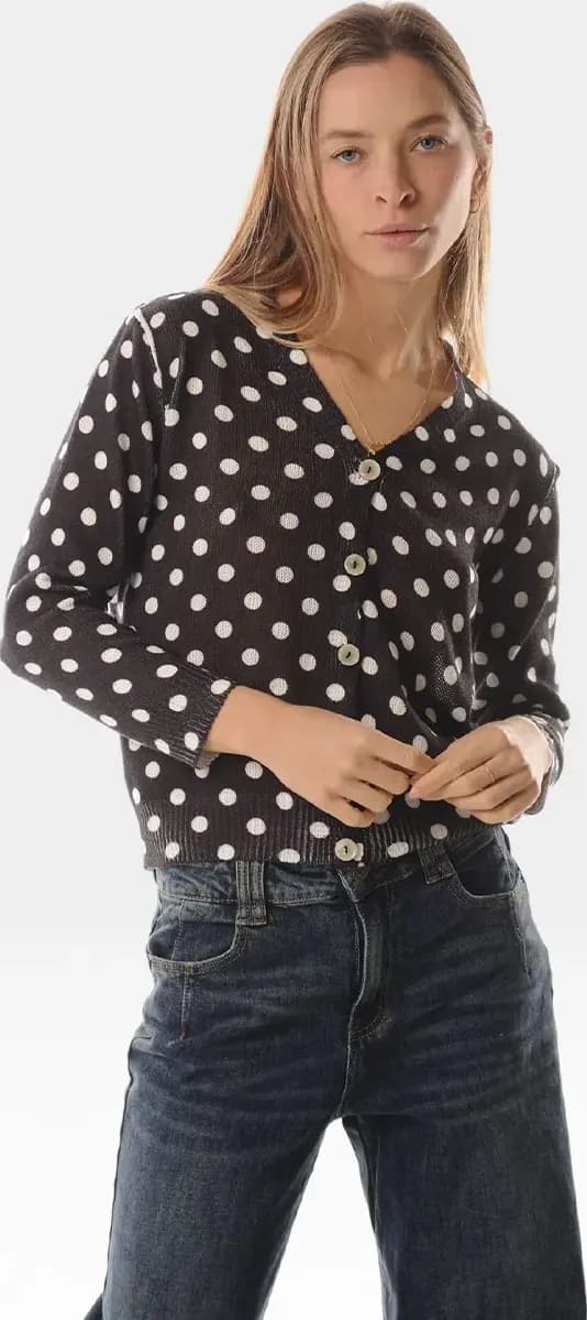 LOKITA | Cardigan in maglia stampa pois - 2
