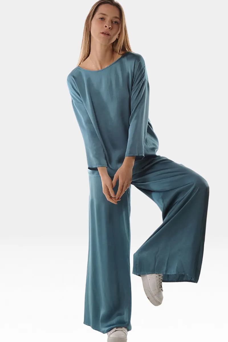 LOKITA | Pantalone palazzo raso pesante viscosa - 5