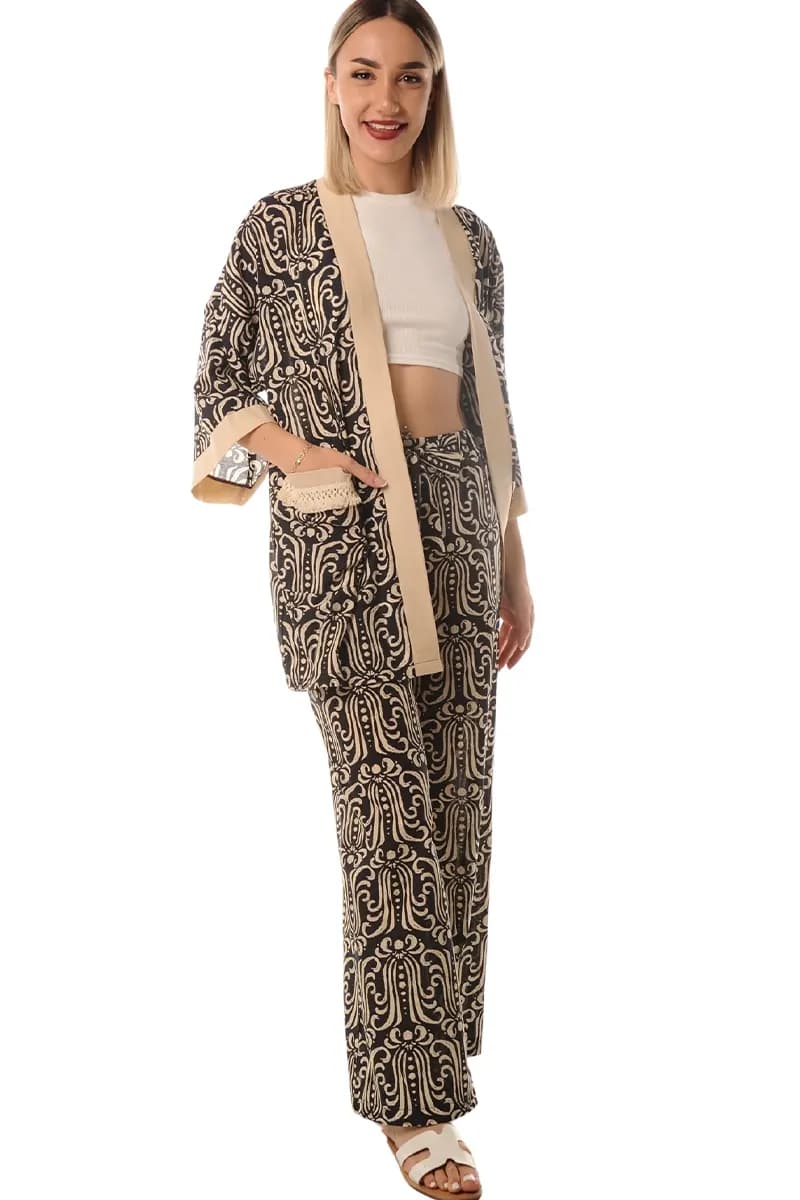 LOKITA | Kimono cotone fantasia con nappe - 5