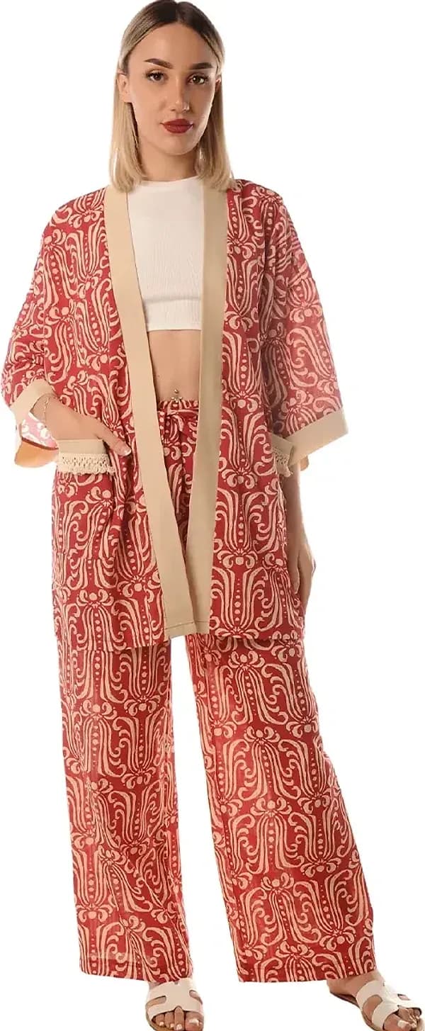 LOKITA | Kimono cotone fantasia con nappe - 4