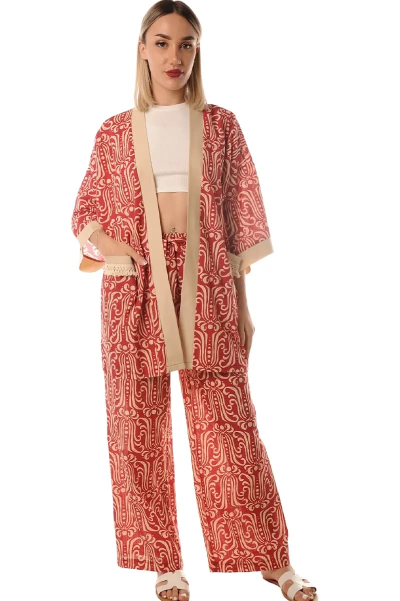 LOKITA | Kimono cotone fantasia con nappe - 4