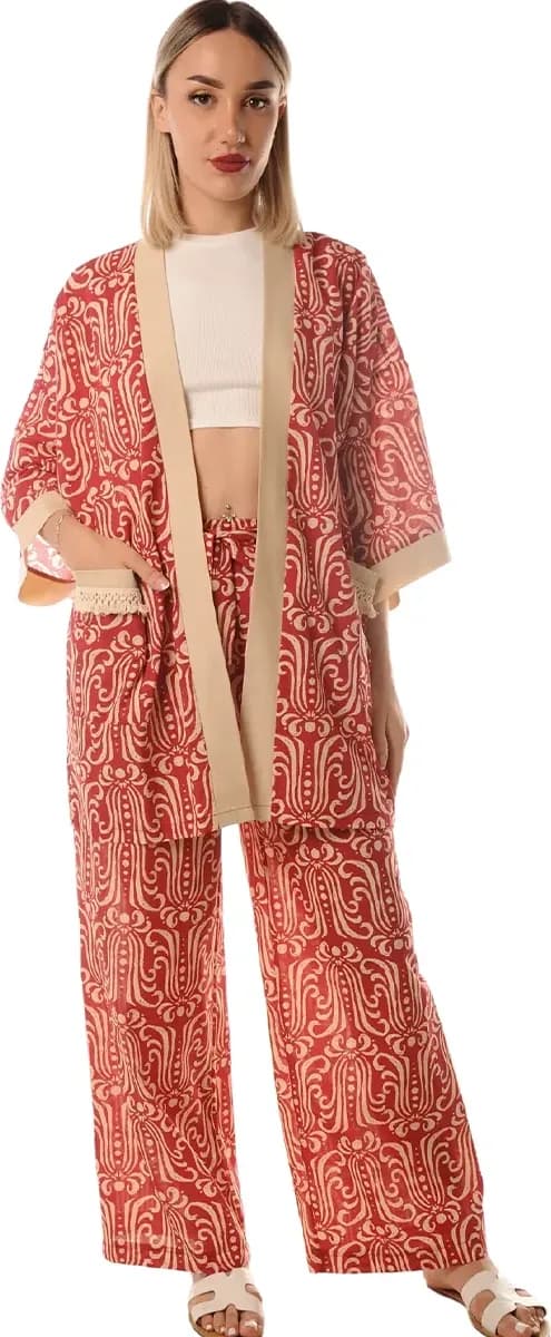 LOKITA | Kimono cotone fantasia con nappe - 3