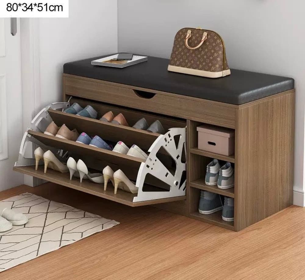 PANCA ORGANIZER PER SCARPE CON SEDUTA IMBOTTITA CASSETTI INGRESSO SOGGIORNO MULTIFUNZIONE - 2