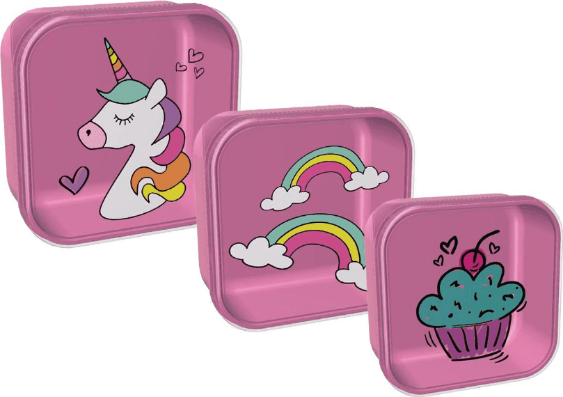 i-Total - Snack box porta vivande set 3 formati i-drink kids Unicorno (ID2216)
